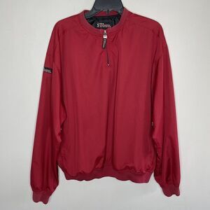 PGA TOUR Windbreaker Mens Large L Red Pullover 1/4 Zip Golf Outdoors